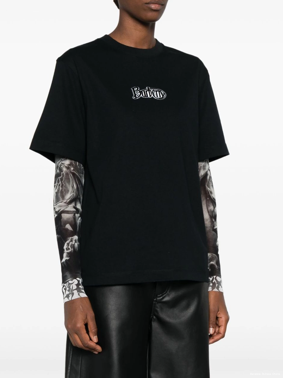 Cheap Versace Women flocked-logo T-shirt 0707